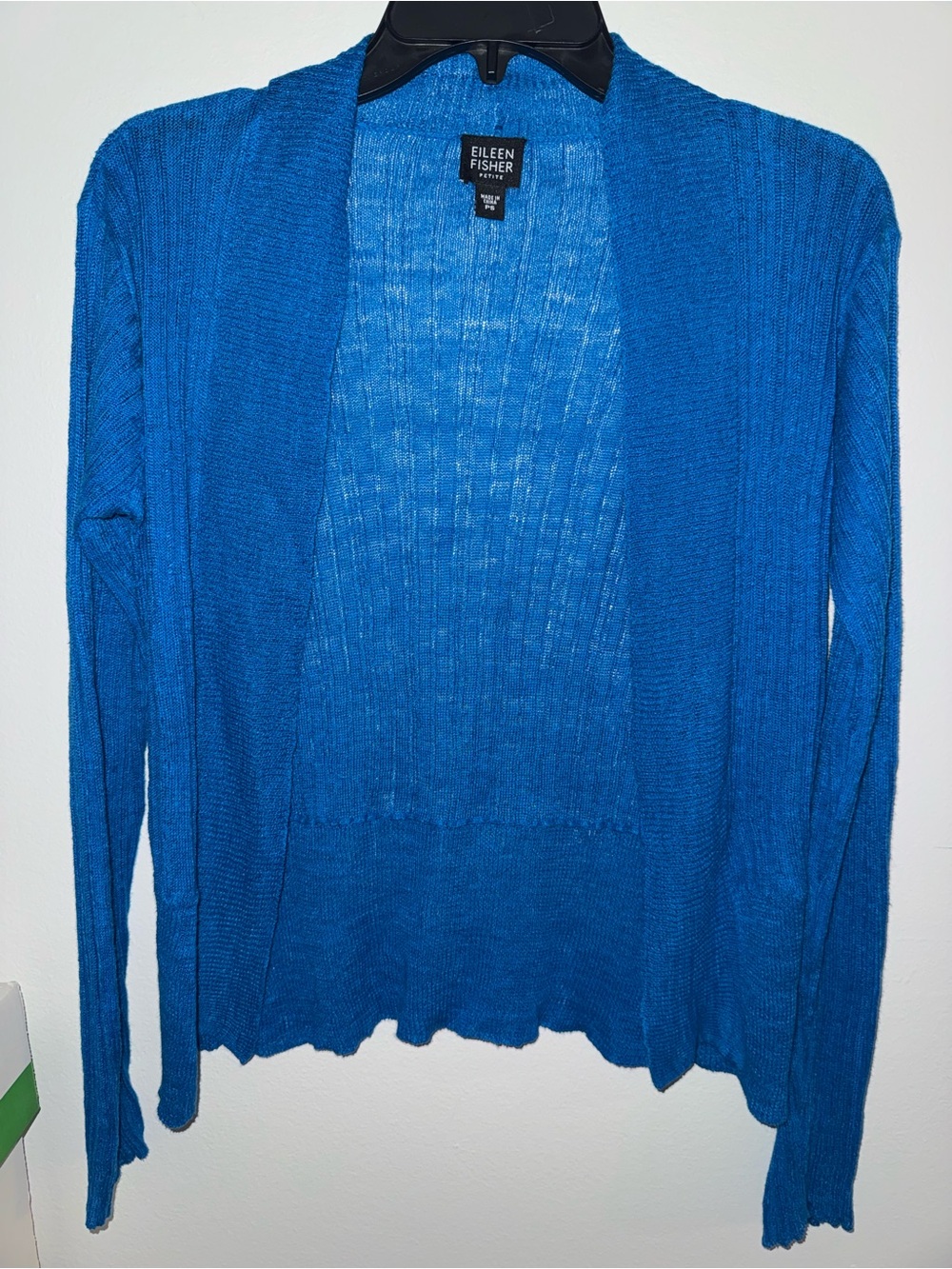 Eileen Fisher Vibrant Blue Open-Front Lightweight Cardigan